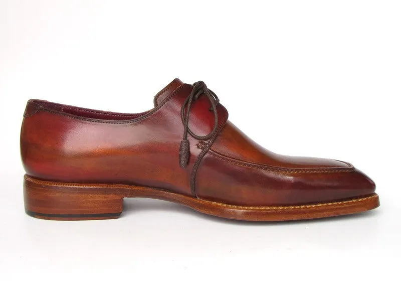 Paul Parkman Brown Leather Square Toe Derby Shoes