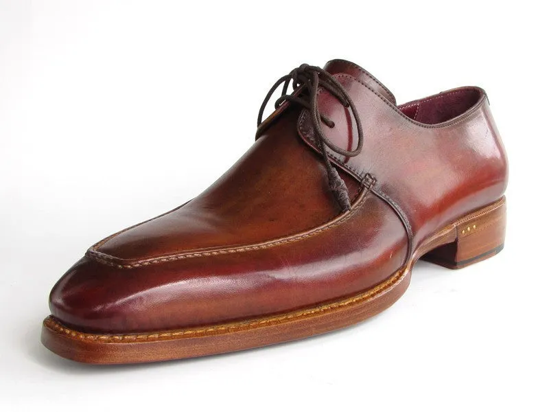 Paul Parkman Brown Leather Square Toe Derby Shoes