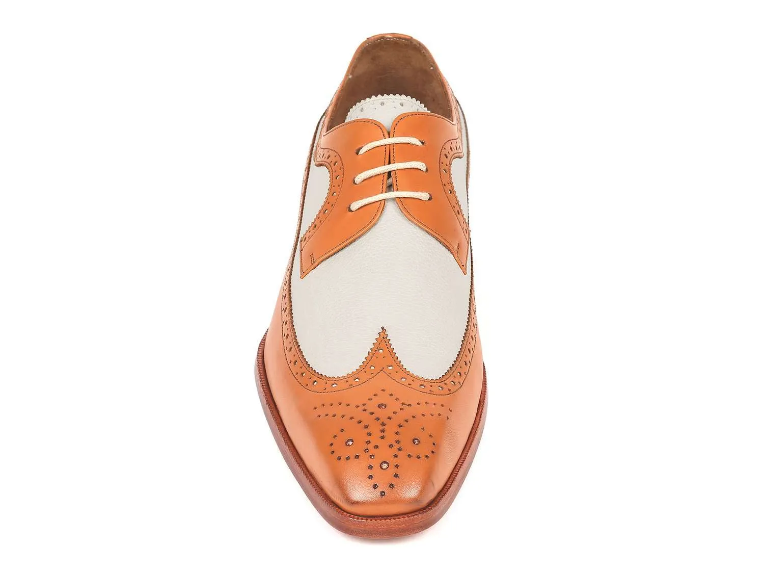 Paul Parkman Cognac & Cream Wingtip Derby Shoes