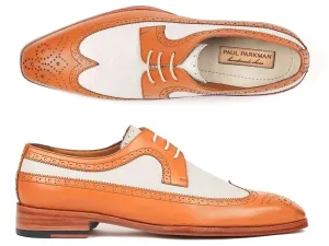 Paul Parkman Cognac & Cream Wingtip Derby Shoes