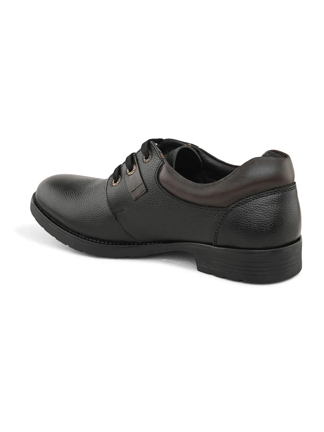 Pelle Albero Men's Black Leather Lace-Up Formal Derby