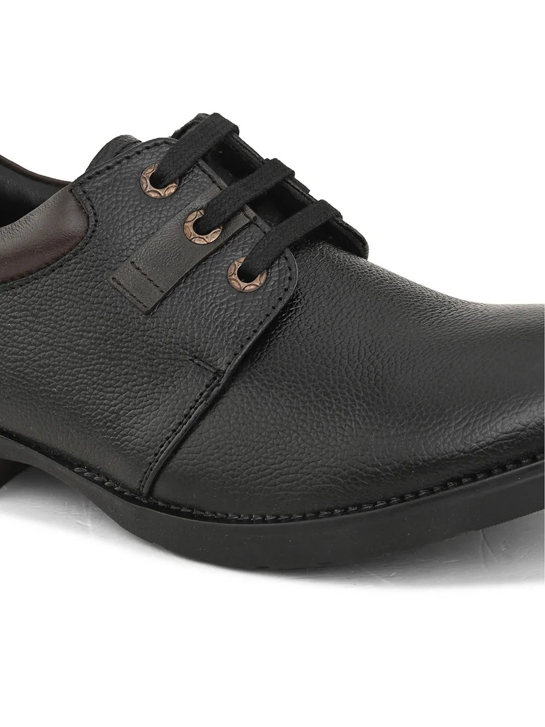 Pelle Albero Men's Black Leather Lace-Up Formal Derby