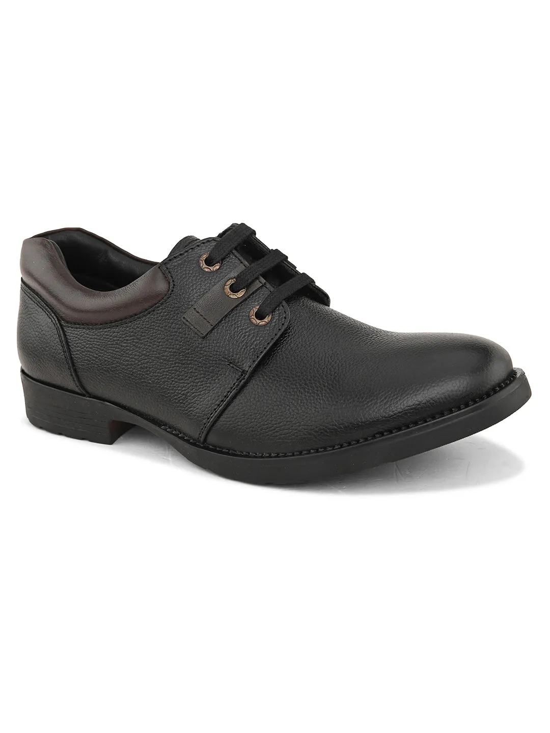 Pelle Albero Men's Black Leather Lace-Up Formal Derby