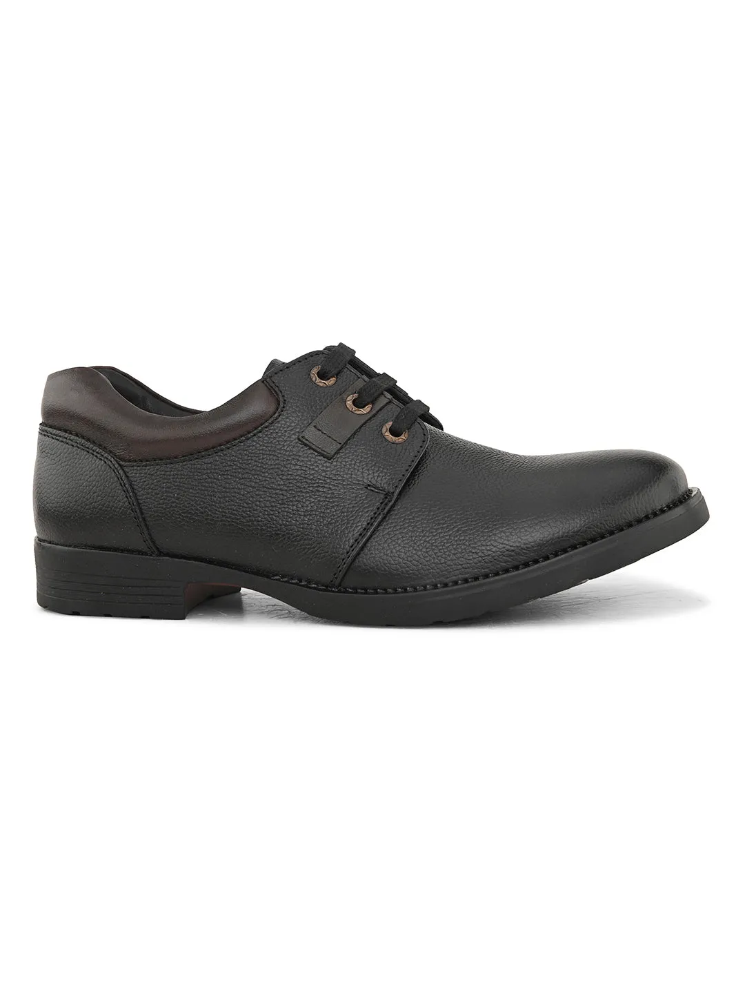 Pelle Albero Men's Black Leather Lace-Up Formal Derby