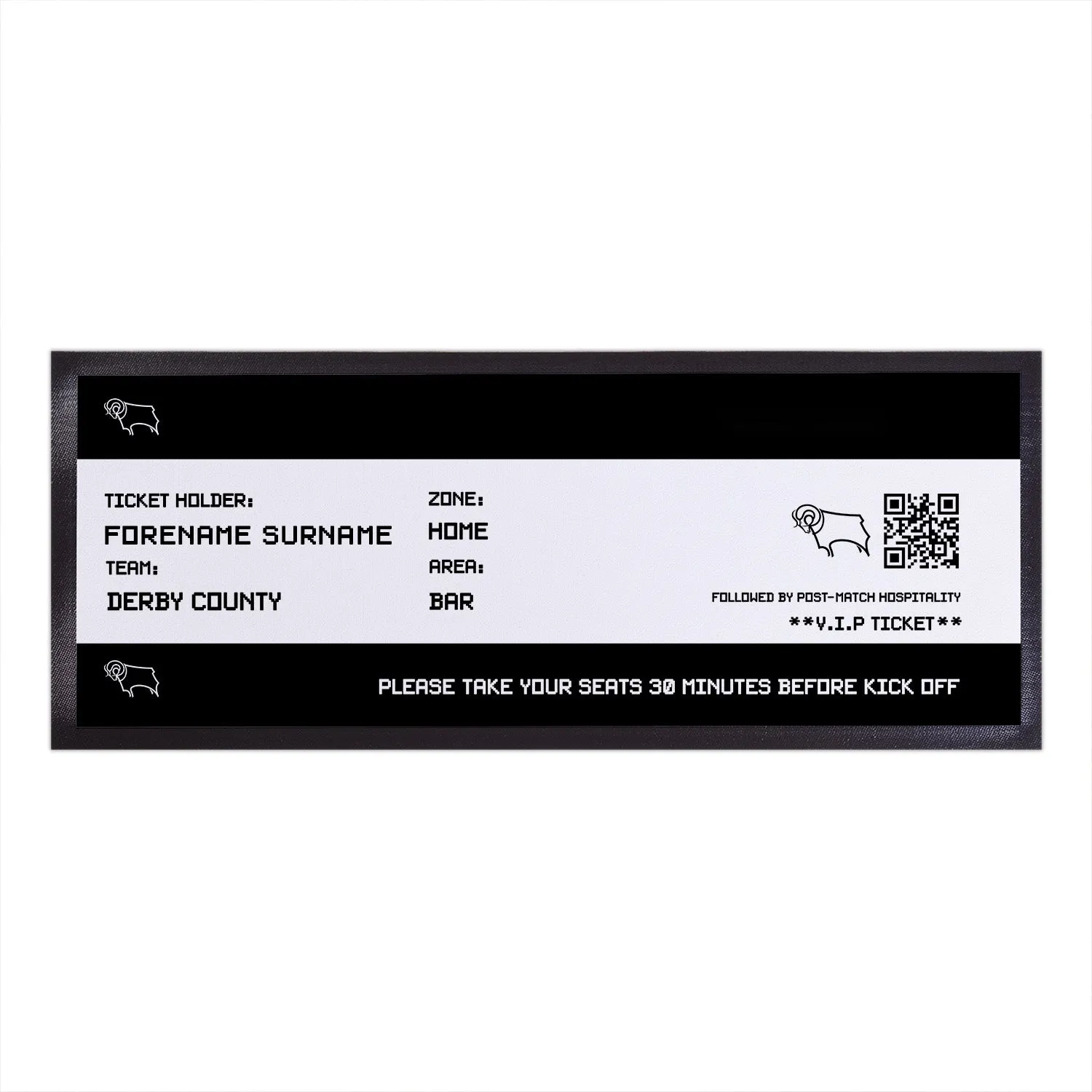 Personalised Derby County FC Ticket Bar Runner