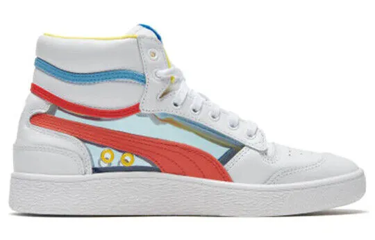 Puma Ralph Sampson Mid Glass 371582-02 Men's White & Hot Coral Skate Shoes C1276