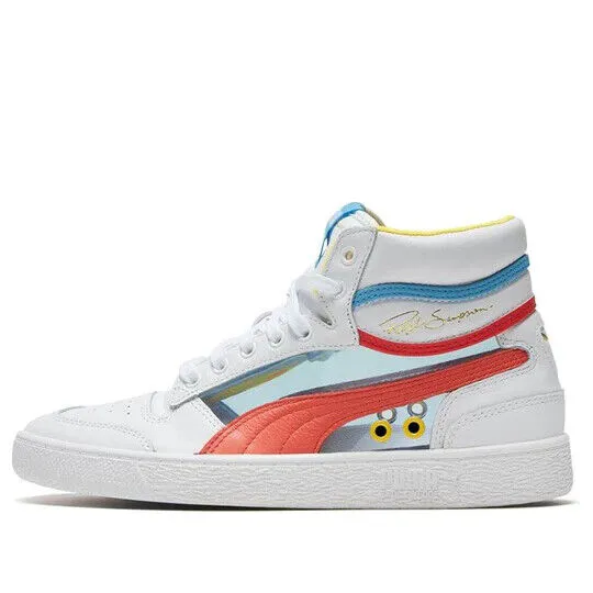 Puma Ralph Sampson Mid Glass 371582-02 Men's White & Hot Coral Skate Shoes C1276