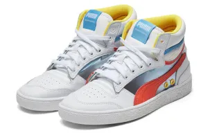 Puma Ralph Sampson Mid Glass 371582-02 Men's White & Hot Coral Skate Shoes C1276