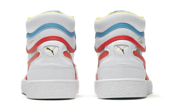 Puma Ralph Sampson Mid Glass 371582-02 Men's White & Hot Coral Skate Shoes C1276