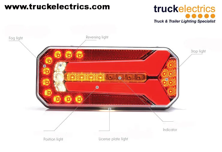 Rear Combination Trailer Lamp with Dynamic Indicator   Reverse Light