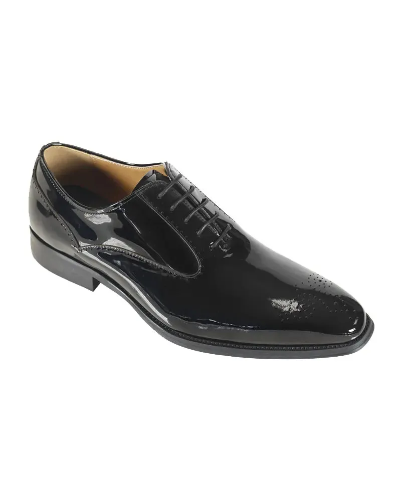 Ricardo Semi Brogue Derby Shoes - Black