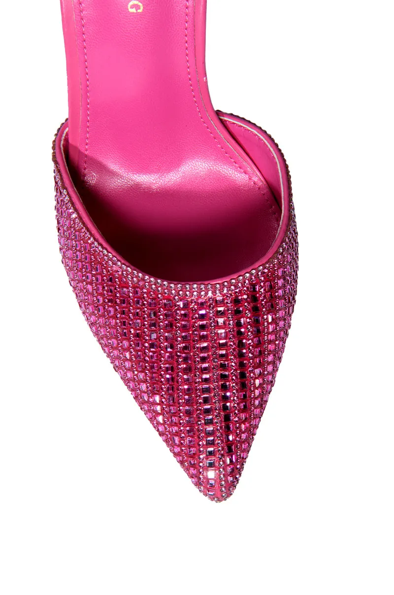 RISS-FUCHSIA CRYSTAL ANKLE WRAP PUMP