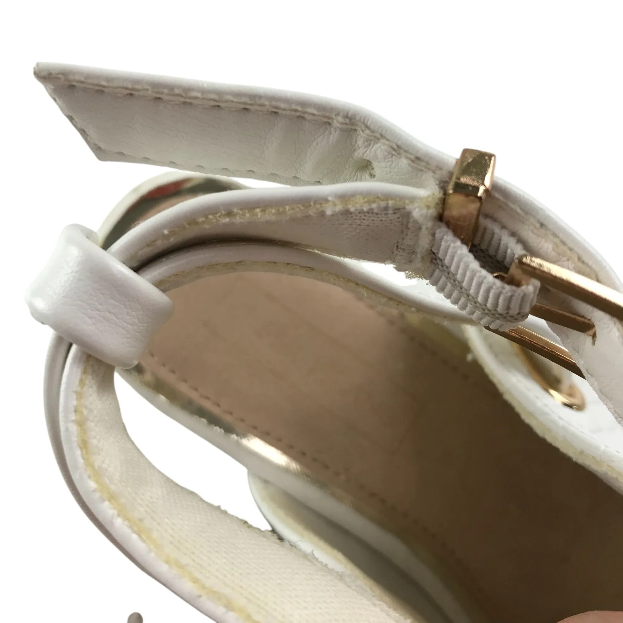 River Island sandal shoe size 13 junior white diamond with love heart pattern