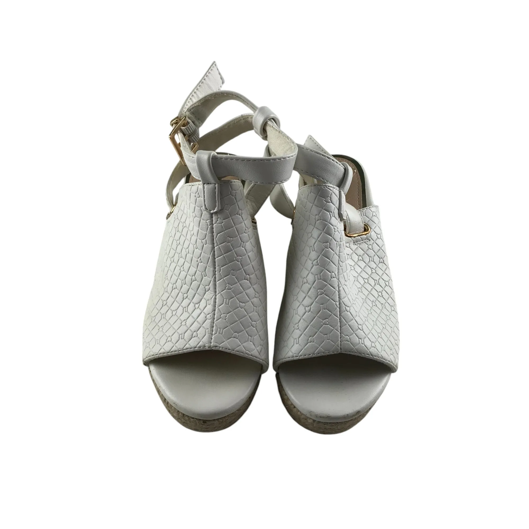 River Island sandal shoe size 13 junior white diamond with love heart pattern