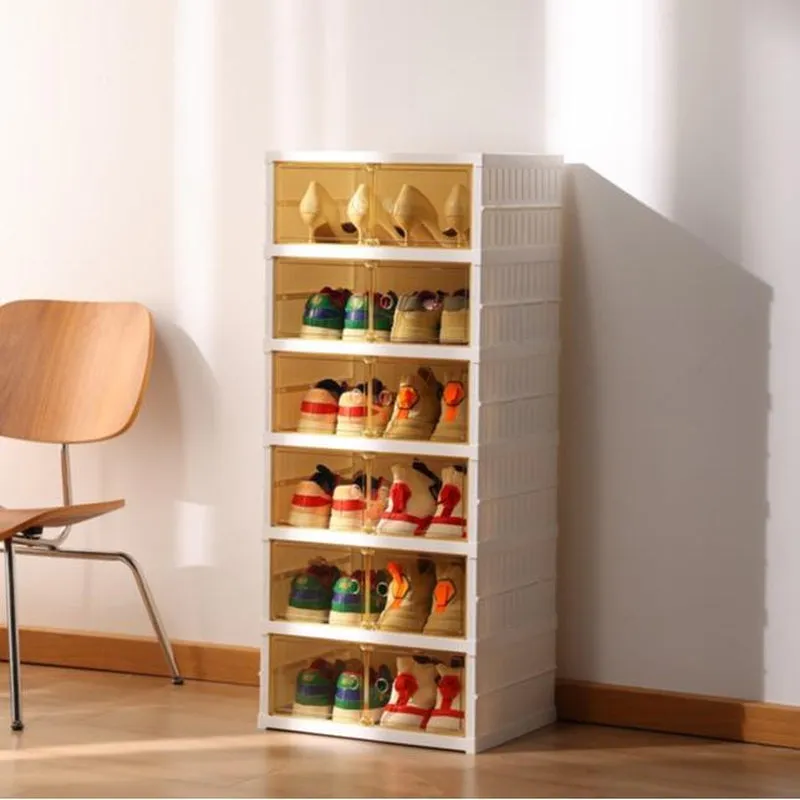 Special Offers--9-Tier Foldable Shoe Rack Box - Clear Plastic Stackable Shoe Cabinet, Space-Saving Storage Organizer, Magnetic Storage Cabinets, Collapsible Shoeboxes