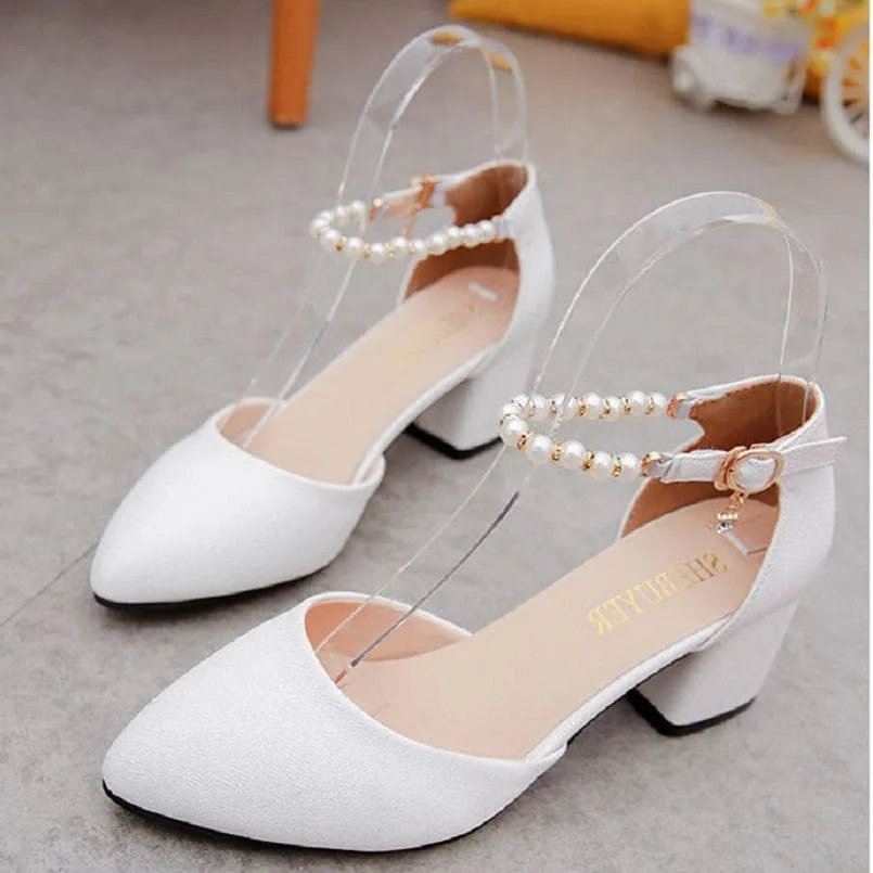 String Bead Pointed Toe Women Dress Shoes