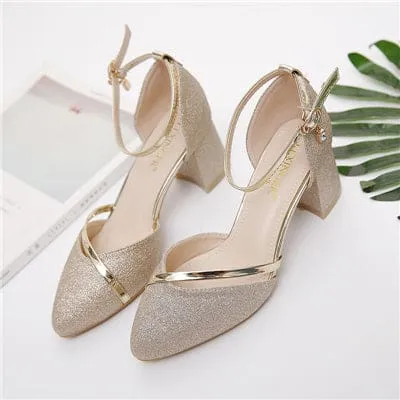 String Bead Pointed Toe Women Dress Shoes