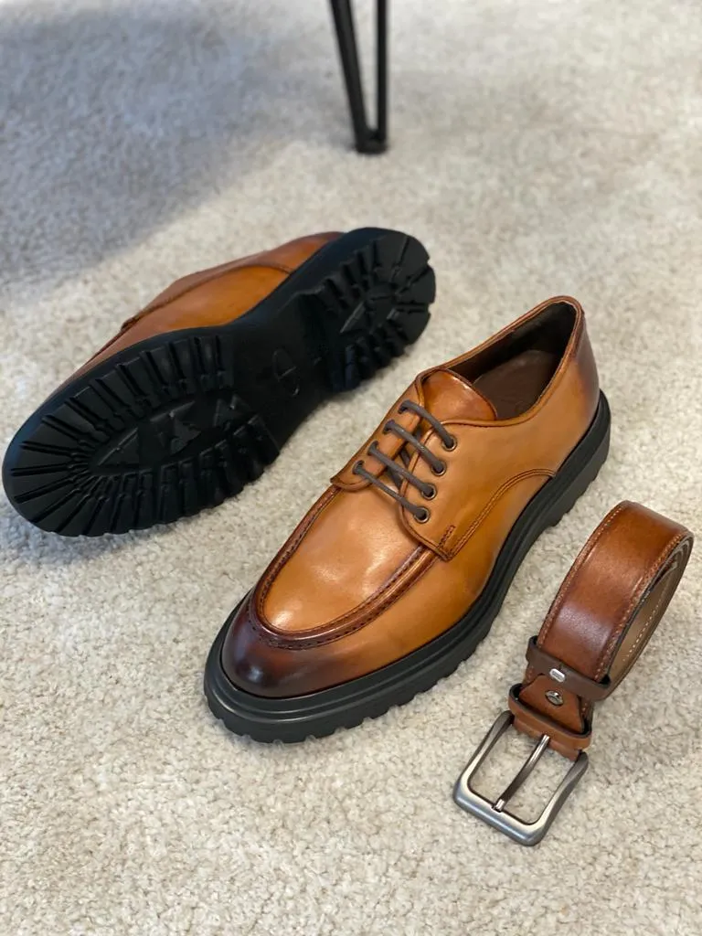 Tan Derby Shoes for Men by GentWith.com | Free Worldwide Shipping