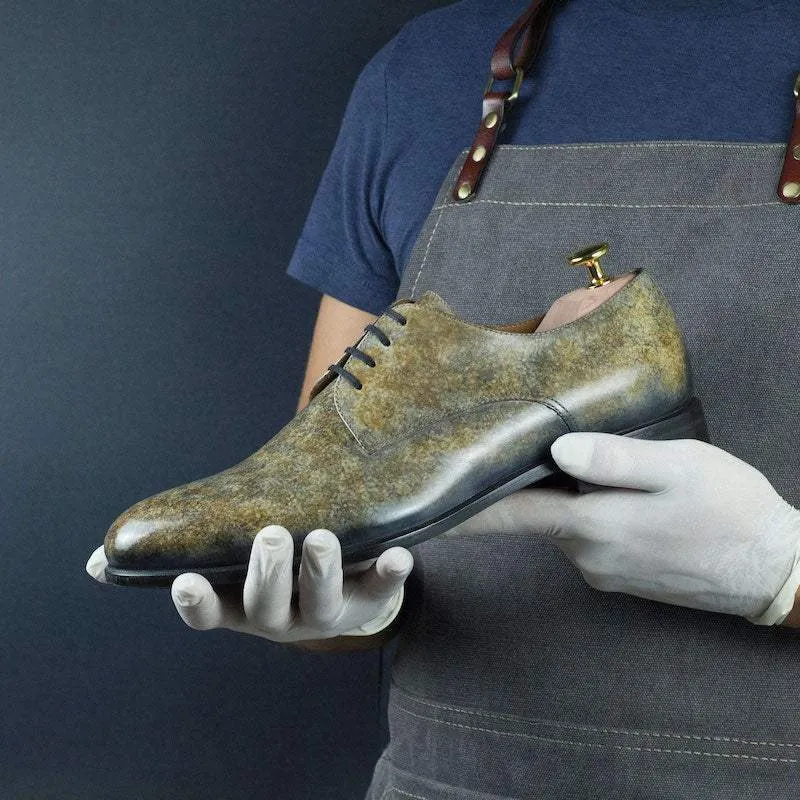 Taupe Stone Derby Patina Shoes Limited Edition-Wholesale