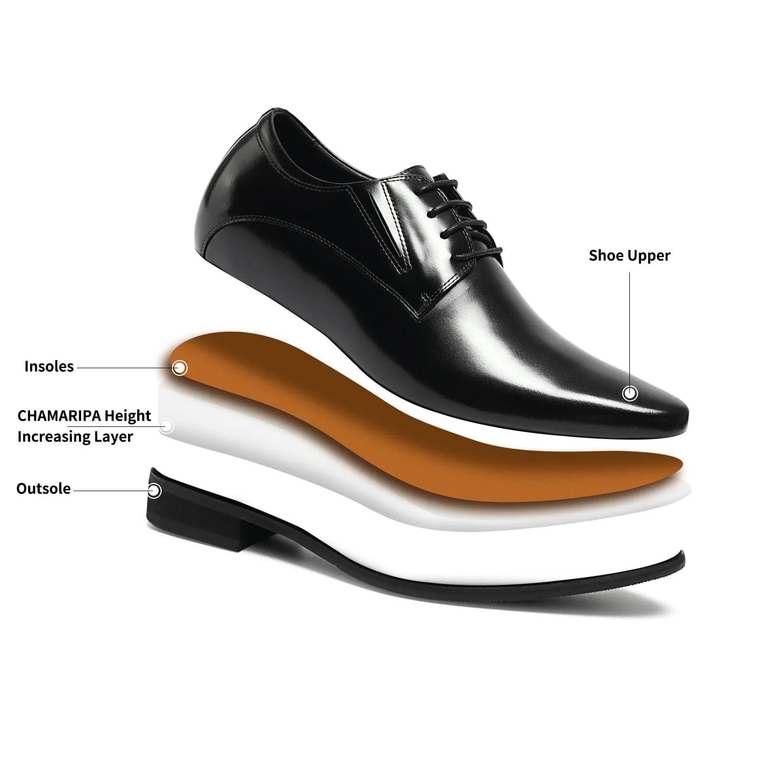 This item only ships to Europe - 8 CM / 3.15 Inches CMR CHAMARIPA Formal Height Increasing Shoes High Heel Men Dress Shoes