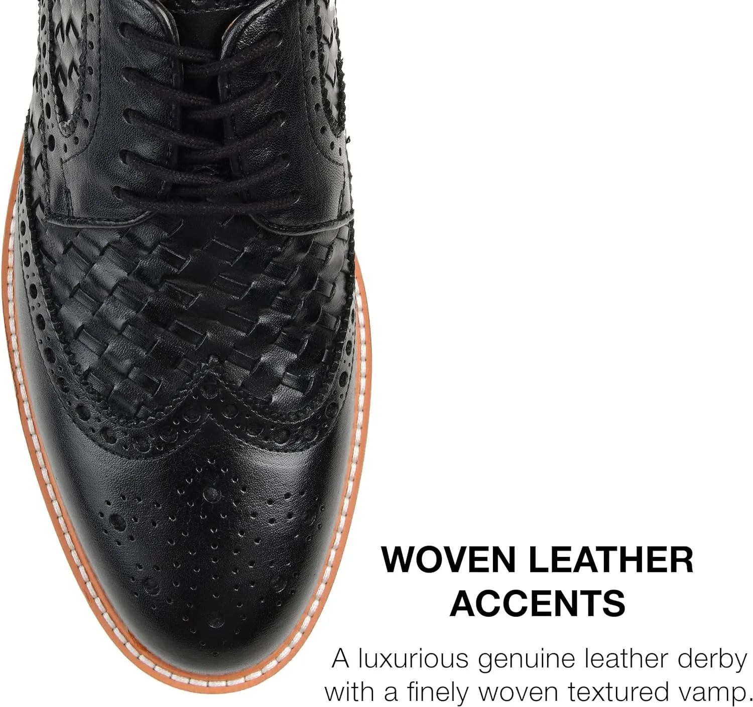 Thomas & Vine Men's Radcliff Lace-up Woven Wingtip Derby Shoes  Color Black Size 8.5M