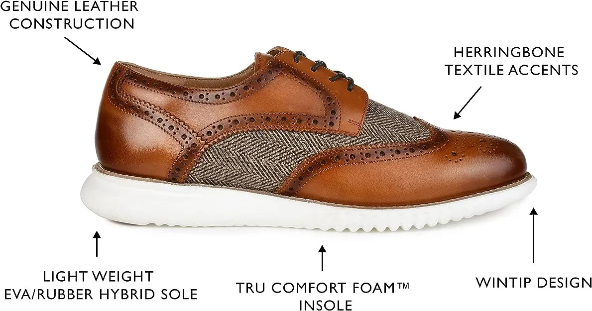 Thomas & Vine Mens Wilder Wingtip Derby Shoes  Color Cognac Size 8.5M