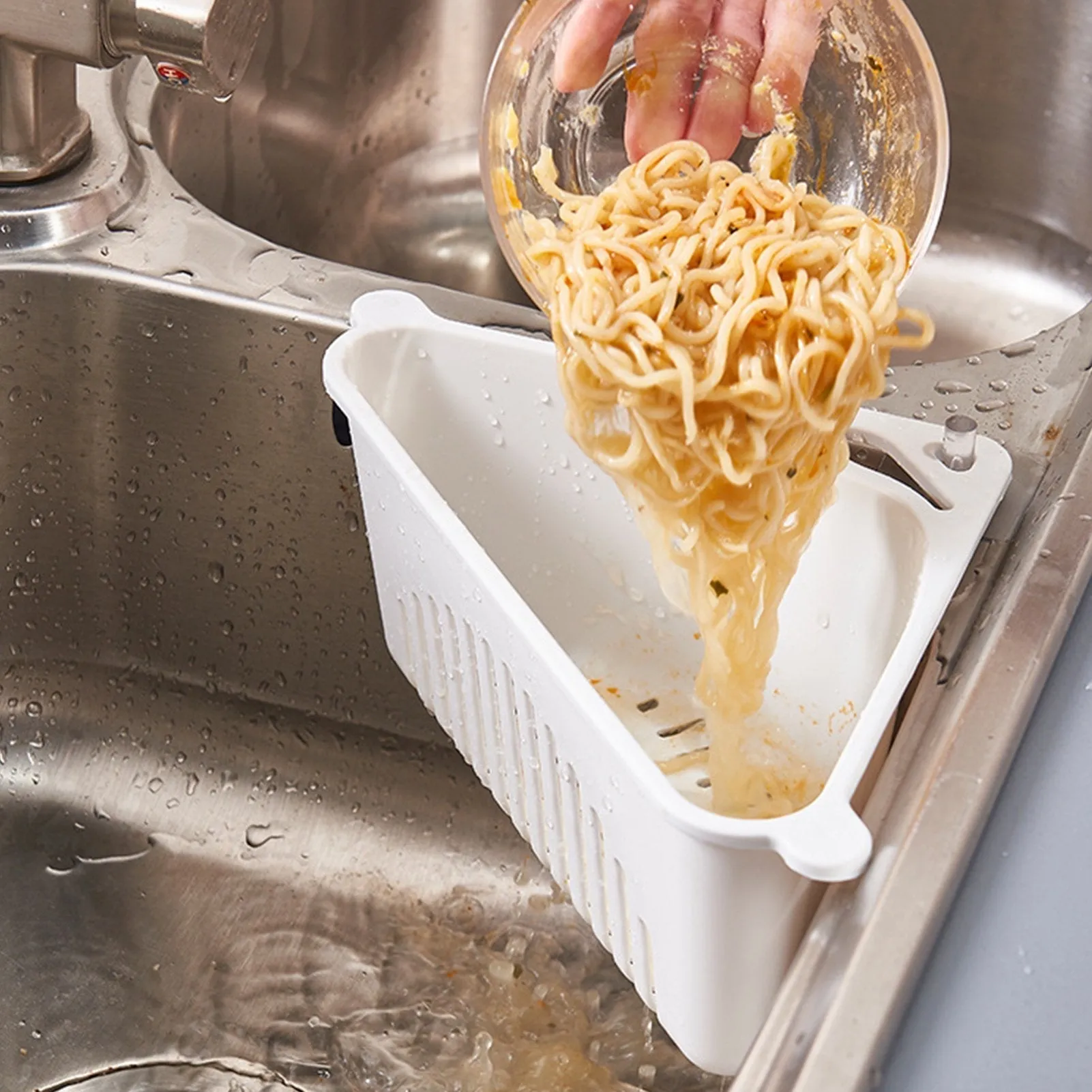 Triangle Shape Sink Storage Rack Drain Shelf Suction Cup Sink Soap Holder Kitchen Sucker Storage Drain Rack Corner Organizer, Multifunctional Kitchen Drainer Storage Rack
