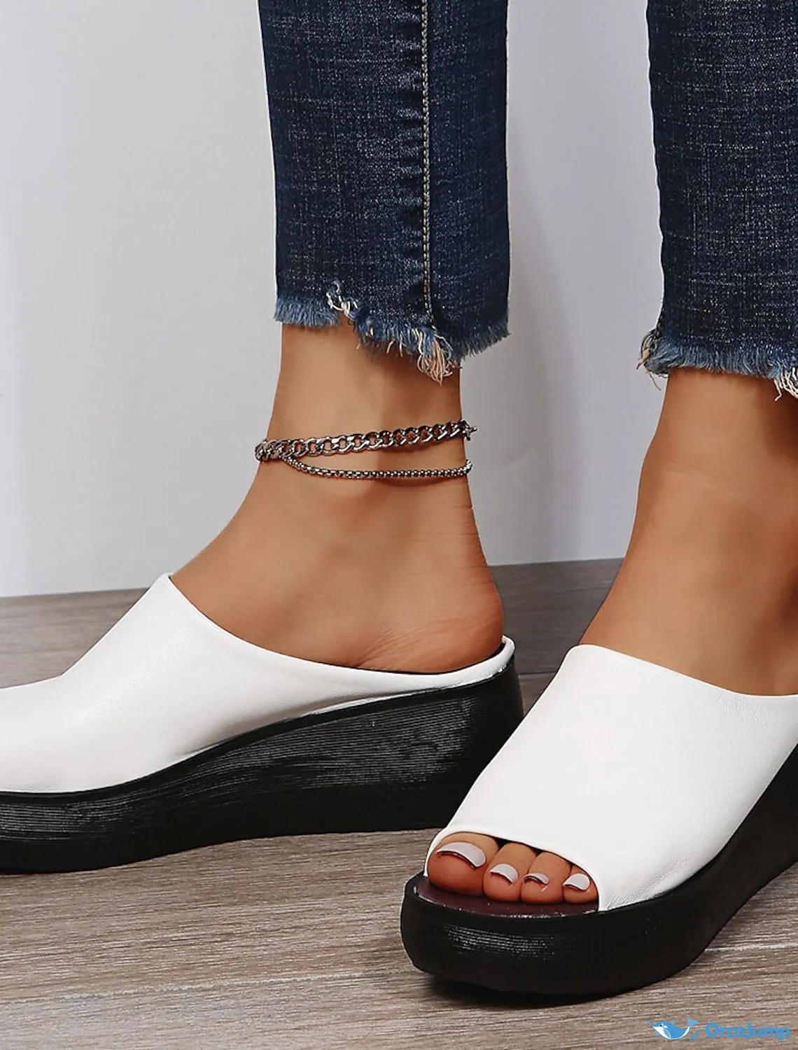 Women Slip On Wedge Peep Toe Slipper