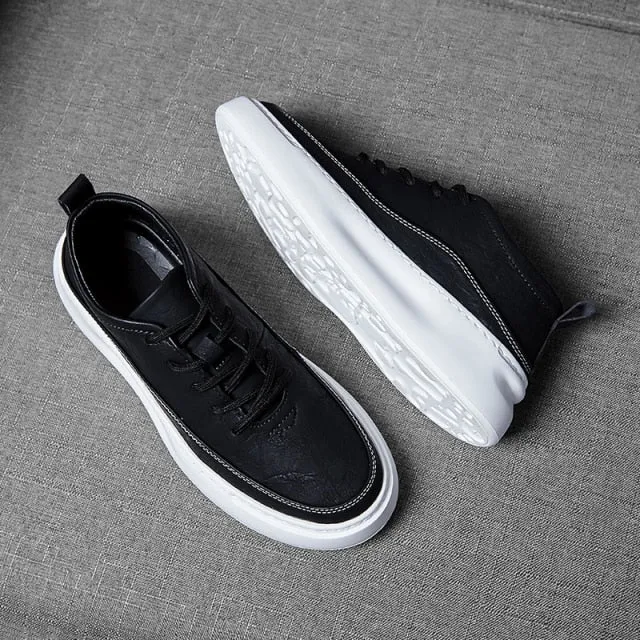 xiangtuibao  Men's Casual Shoes Black Leather Flats Size 39-44 Graffiti  Sneakers Designer Shoes Men Hiking Leisure Shoes %
